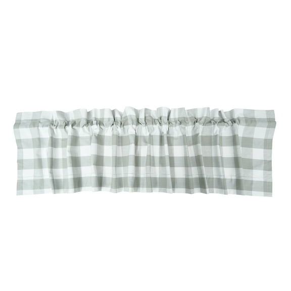 Franklin Slate Grey Gingham 100% Cotton Single Window Valance 15.5" x 72"