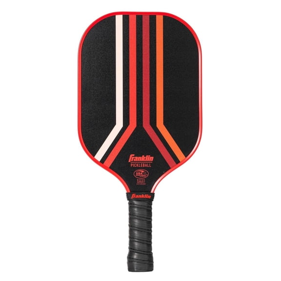 Franklin Sports 15.7'' Rove Traditional Pickleball Paddle - Black/Red/Orange: Fiberglass Construction, 4" Grip
