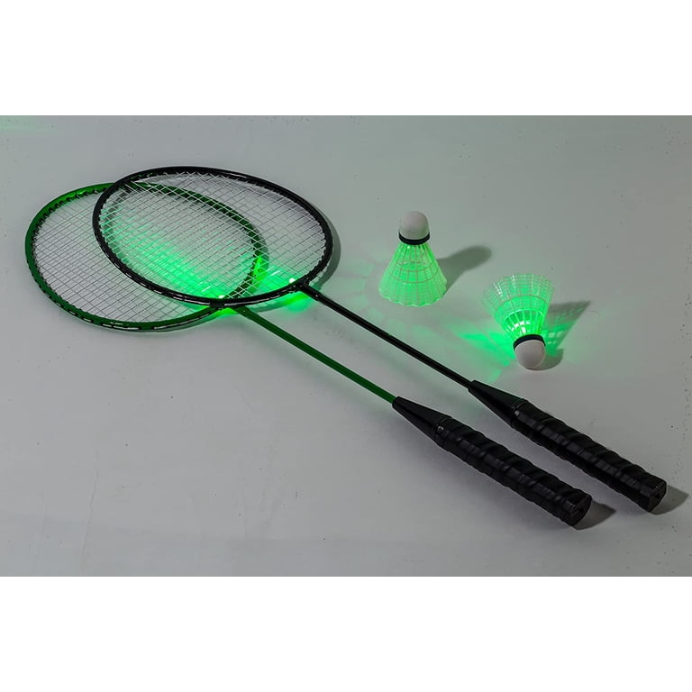 Wakects Badmintonracket Sport 2-delige set, badmintonracket van lichtgewicht glas koolstoflegering, badmintonracket met nylon handvat en rackettas voor beginners, turquoise K168