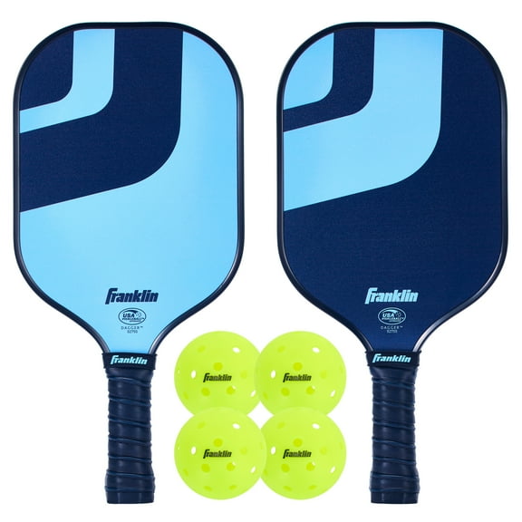 Franklin Sports 2 Player Pickleball Paddle + Balls - Fiberglass Starter Set