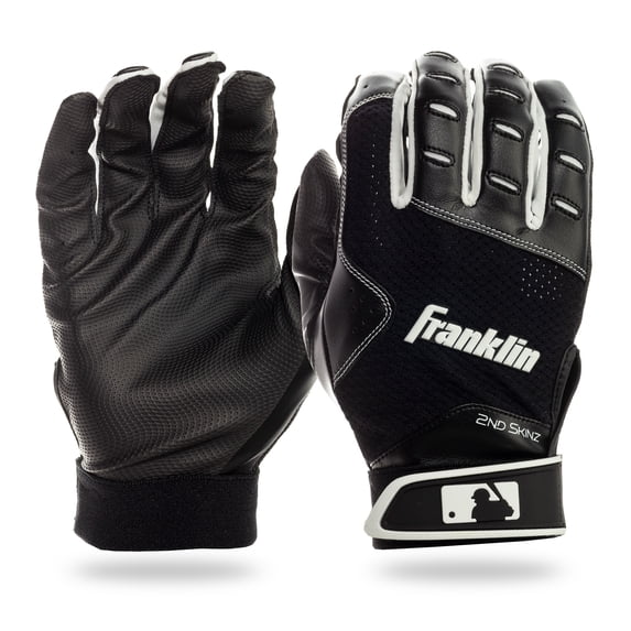 Franklin Sports 2nd Skinz XT Adult Batting Gloves, Extra Large, Black, Gray and White