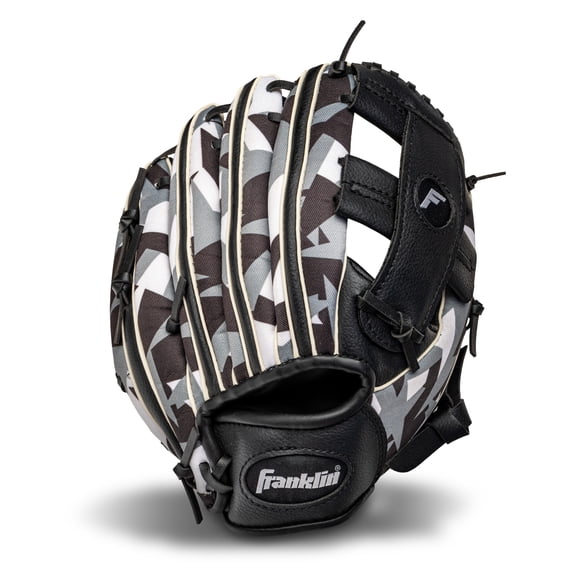 Franklin Sports RTP Youth Teeball Glove, 9.5 in, Black/White, Right Hand Throw