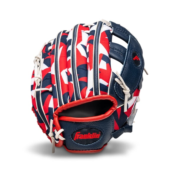 Franklin Sports RTP Youth Teeball Glove, 9.5 in, Navy/Red, Right Hand Throw