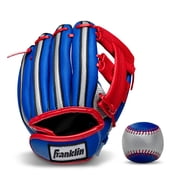Franklin Sports Air Tech Kids Teeball Glove + Ball Set, 9 in, Red/Blue, Right Hand Throw