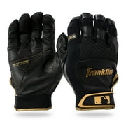 Franklin Sports Adult MLB Shok-Sorb X Batting Gloves, Adult Small, Pair, Black/Gold