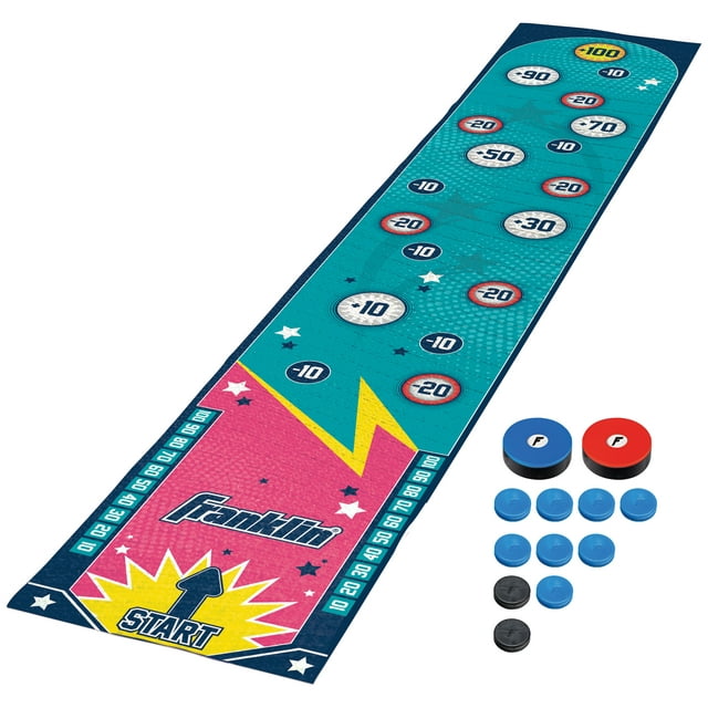 Franklin Sports Arcade Table Game - Indoor Arcade Mat Game For Kids And Adults - Includes 2 Arcade Pucks 8 Game Altering Pucks - 6 Foot Mat That Pucks Easily Slide On - Rolls Up For Storage