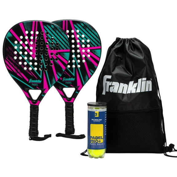 Franklin Sports - Axel Padel Set - 2 Fiberglass Padel Rackets with Foam Core, Padel Balls, & Carrying Case