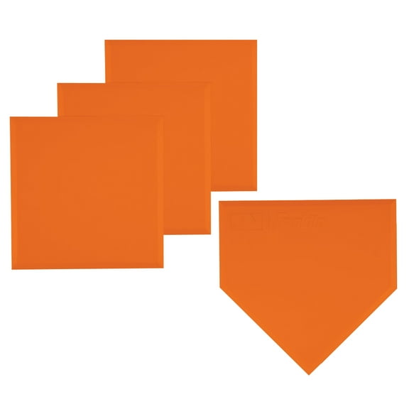 Franklin Sports Baseball Base Set - Throw Down Baseball + Kickball Rubber Bases - Orange