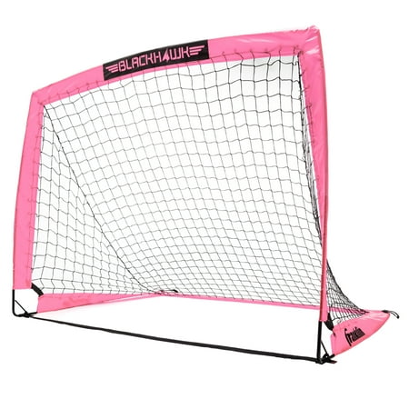 Franklin Sports Blackhawk Soccer Goal - Pop up - Mini Foldable Net - Adult + Kids - 4' x 3' - Pink