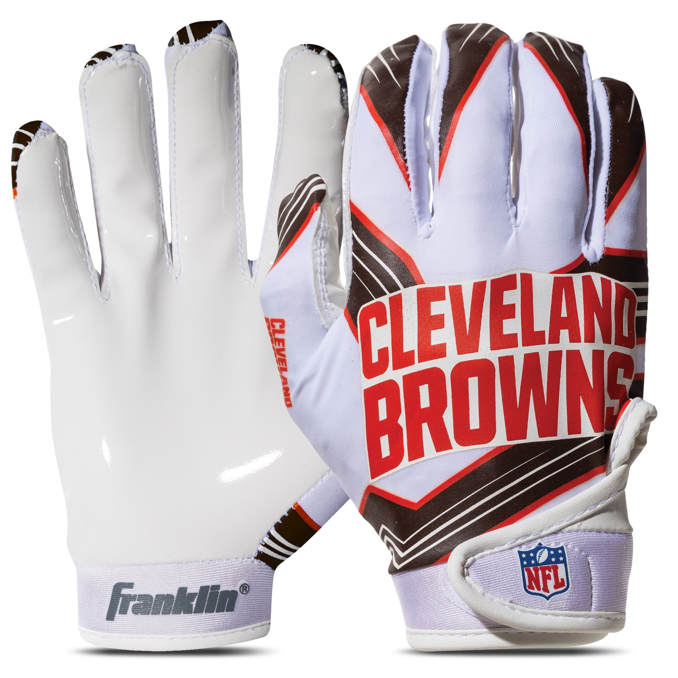 Franklin Sports Cleveland Browns Youth NFL Football Receiver Gloves - Official NFL Team Logos - Kids Football Gear + Accessories - Youth XS/S Pair