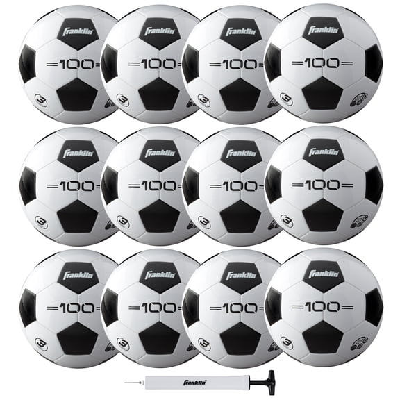 Franklin Sports Competition 100 12 Ball Pack with Pump - Deflated - Size 3