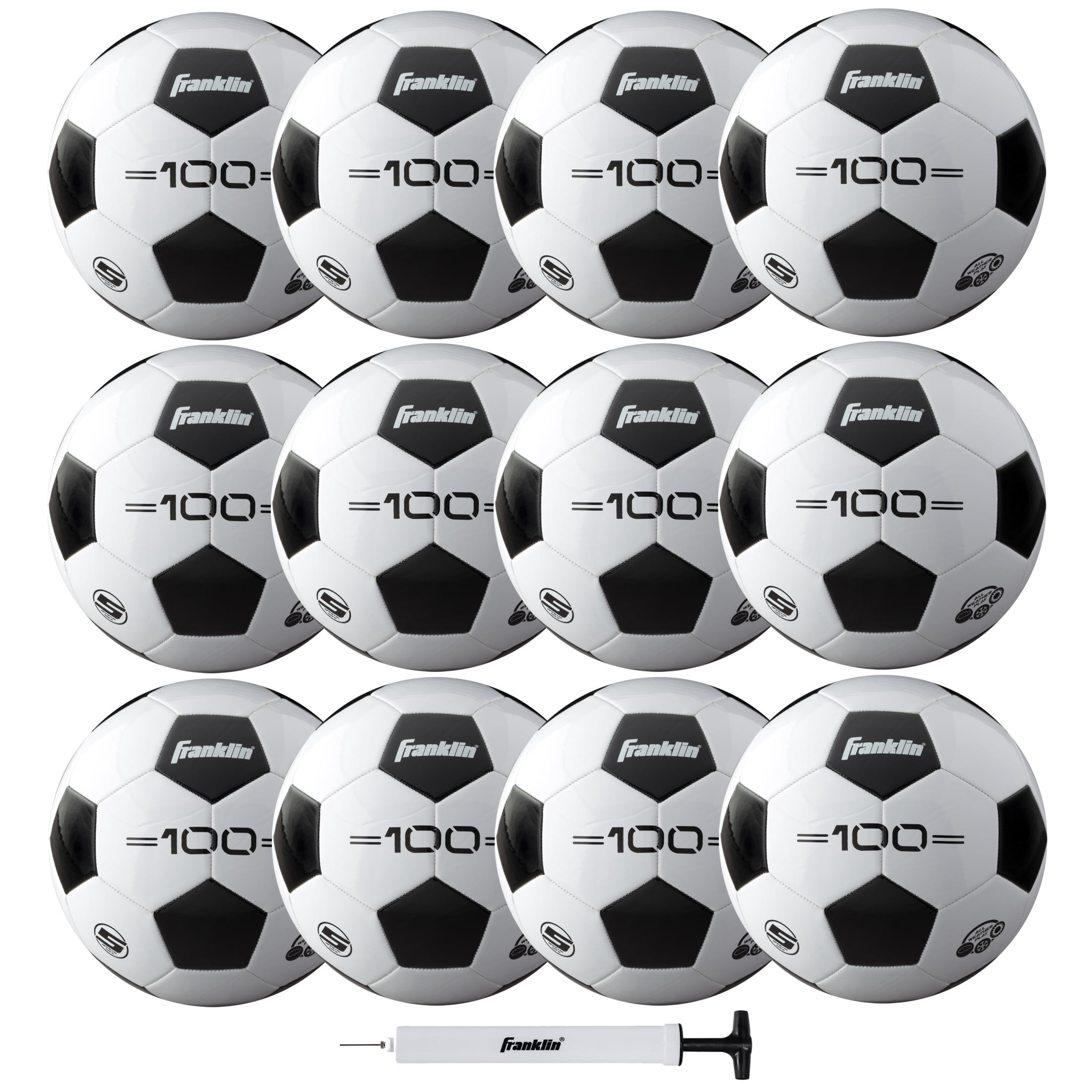 Franklin Sports Competition 100 12 Ball Pack with Pump - Deflated