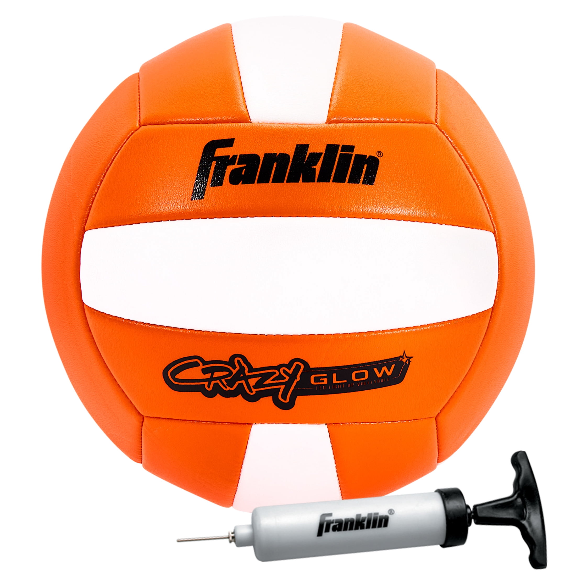 Franklin Sports Glow in the Dark Volleyball - Crazy Glow Light Up LED Volleyball + Air Pump - Official Size + Weight Ball - Indoor + Outdoor Synthetic Cushioned Cover - Perfect Gift for Kids + Adults