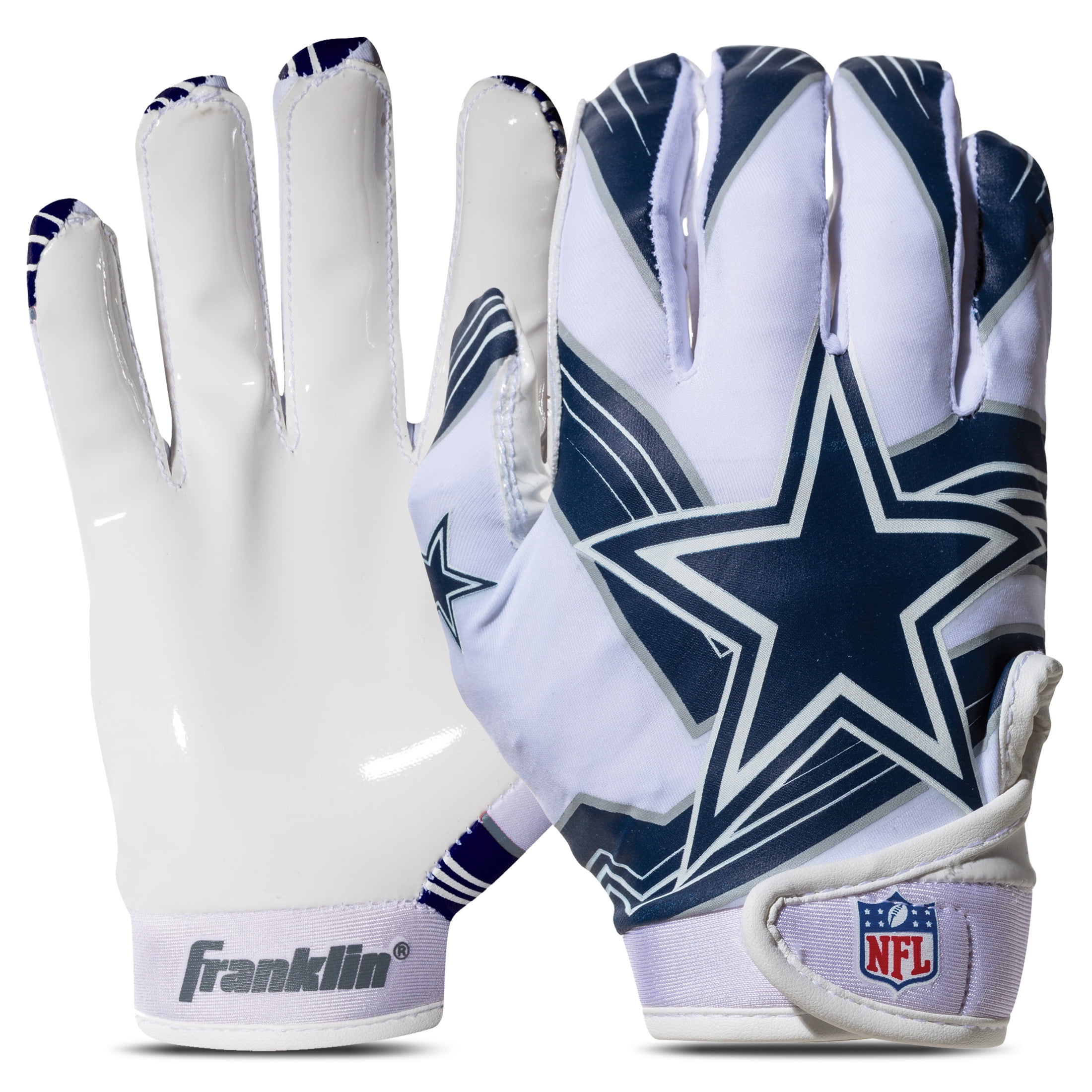 Franklin Sports Dallas Cowboys Youth NFL Football Receiver Gloves - Official NFL Team Logos - Kids Football Gear + Accessories - Youth M/L Pair