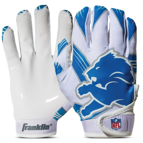 Franklin Sports Detroit Lions Youth NFL Football Receiver Gloves - Official NFL Team Logos - Kids Football Gear + Accessories - Youth M/L Pair