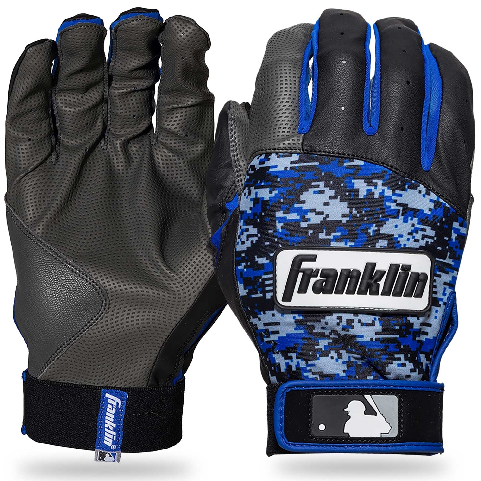 Franklin Sports Digitek Batting Gloves Gray/Black/Royal Digi Adult X