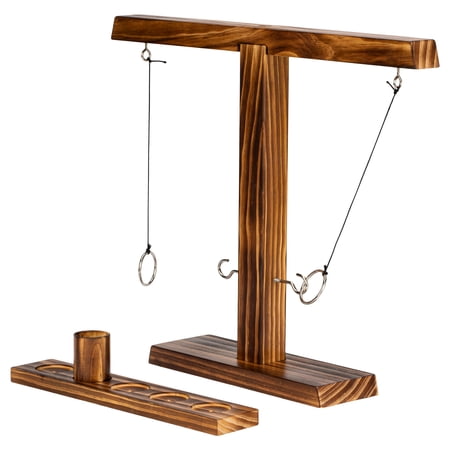 Franklin Sports Dueling Ring Hooking Game - Fun Wooden Adult and Kid Party Ring Hook Game - Two Ring and Score Tracker Included Indoor Game Room Fun - Great Family Gift Game