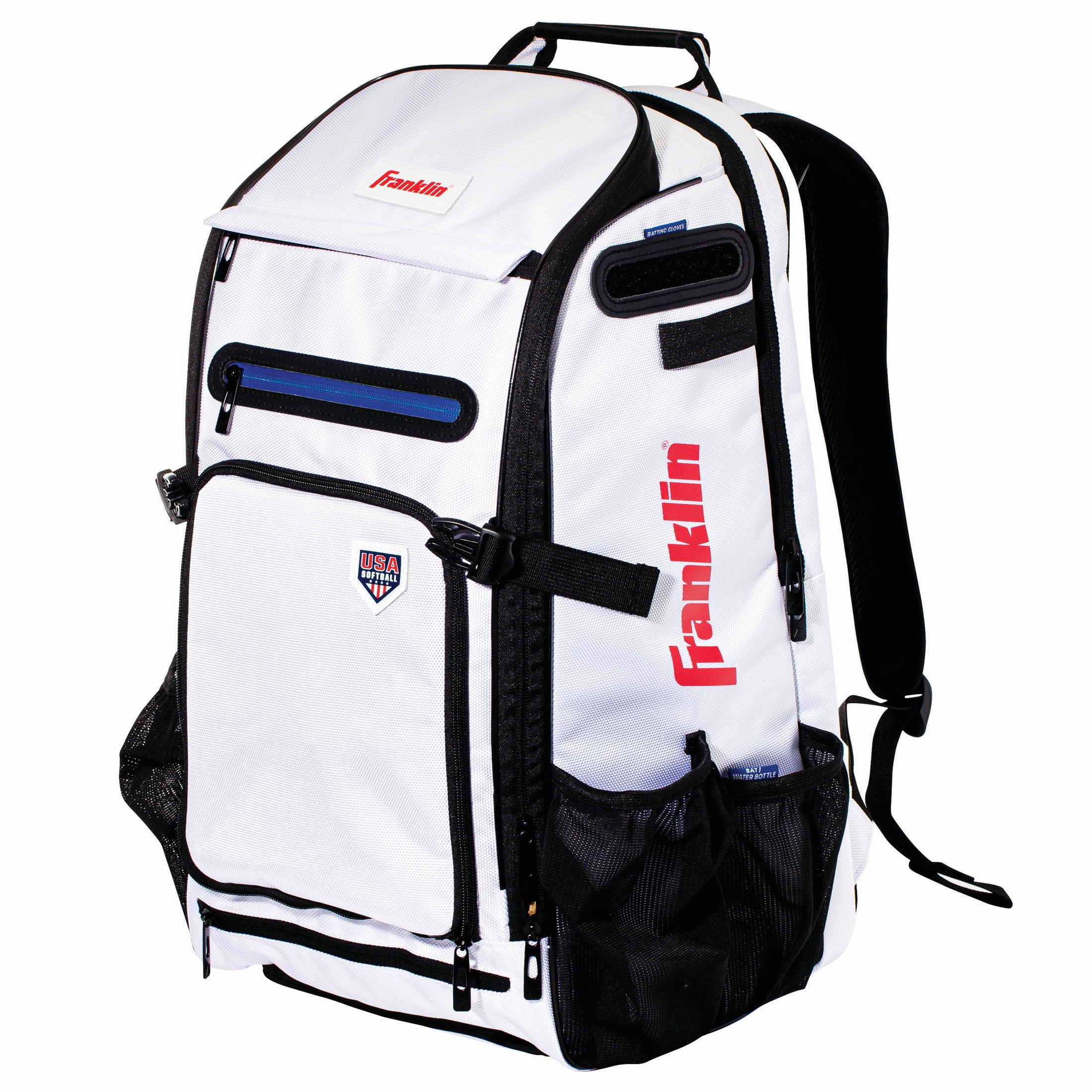 Franklin Sports USA Traveler Elite Fastpitch Softball Bat Backpack, White