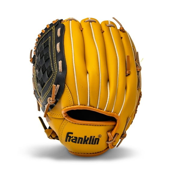 Franklin Sports Field Master Baseball + Softball Glove - Adult + Youth Mitt - 10" Lefty - Black/Tan