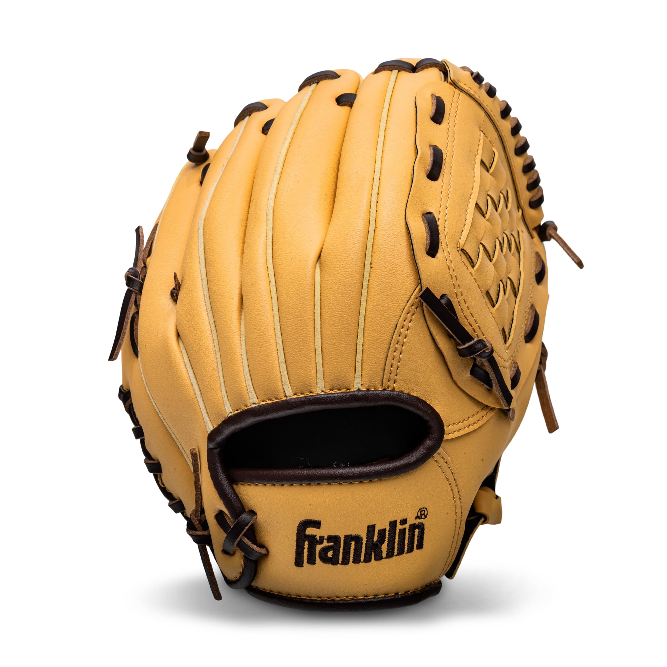 Franklin Sports Field Master Baseball + Softball Glove, 10 in, Camel Brown, Right Hand Throw