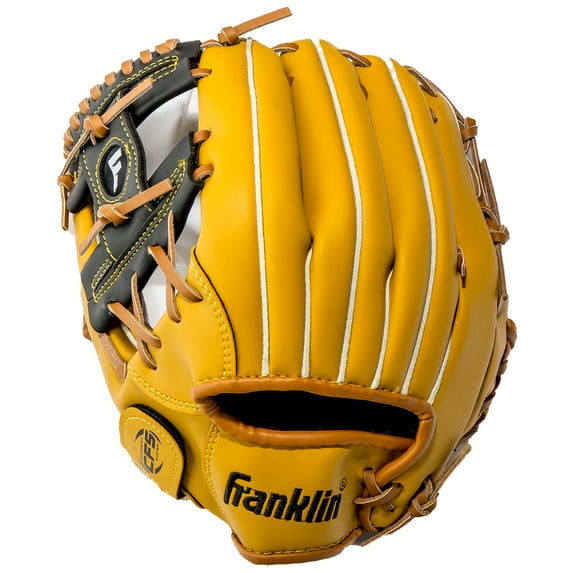 Franklin Sports Field Master Baseball + Softball Glove - Adult + Youth Mitt - 11" Lefty - Black/Tan