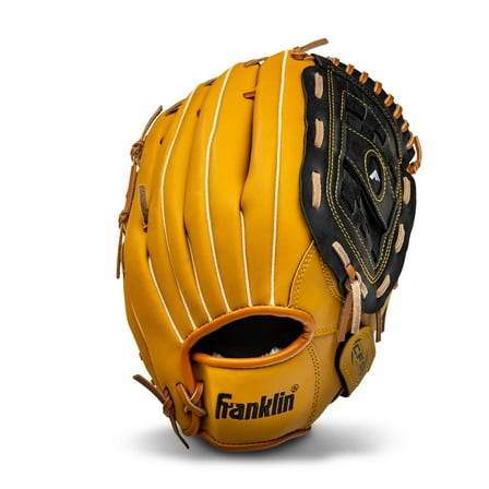Franklin Sports Field Master Baseball + Softball Glove - Adult + Youth Mitt - 12.5" Righty - Black/Tan