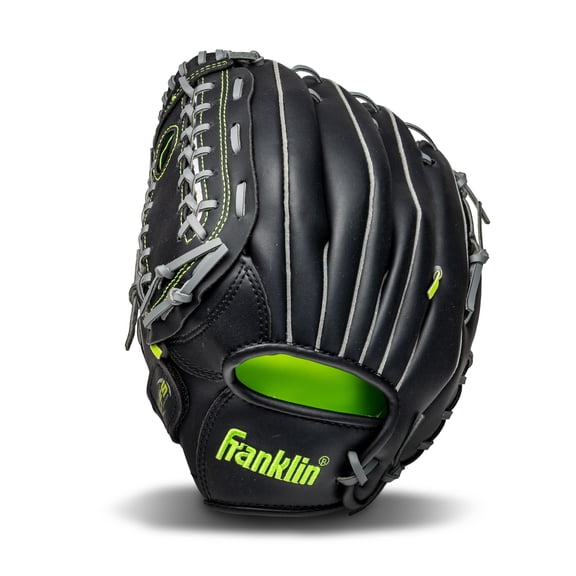 Franklin Sports Field Master Baseball + Softball Glove, 12 in, Midnight Black, Left Hand Throw