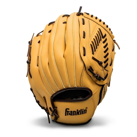 Franklin Sports Field Master Baseball + Softball Glove, 13 in, Camel Brown, Right Hand Throw