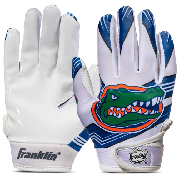 Franklin Sports Florida Gators Kids Football Receiver Gloves - Youth Official NCAA College Team Football Gloves - Silicone Palm Receiver Gloves for Kids Ages 7 -10 - Youth Small/Extra Small