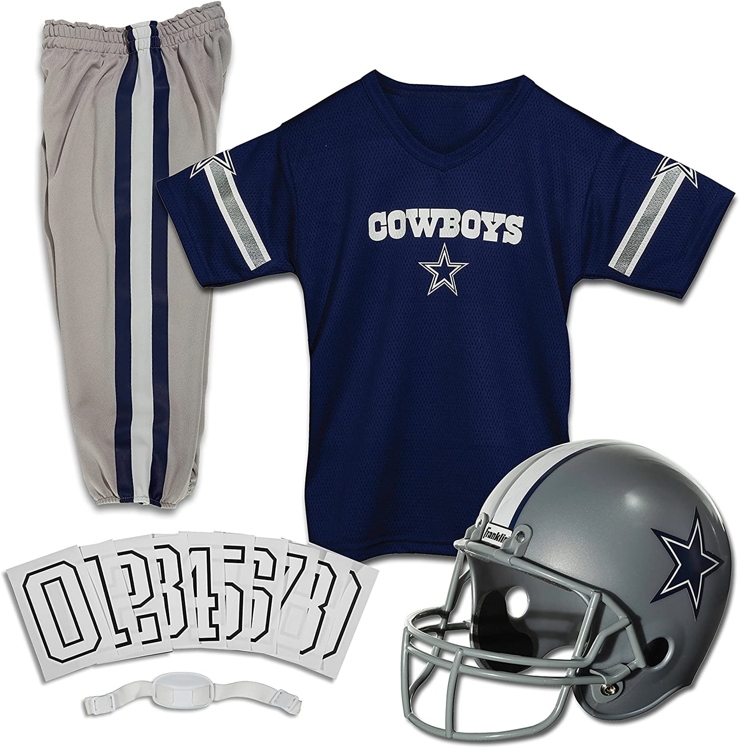Franklin Sports Football Set Kids Uniform NFL Youth Costume Boys Girls  Helmet Includes Sporting goods 