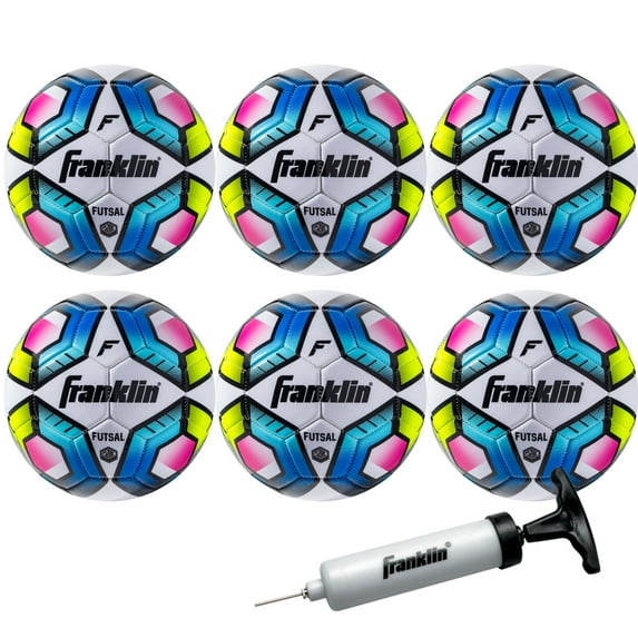 Franklin Sports Futsal Ball - Low Bounce Futsal and Indoor Soccer Training Ball - Heavy Indoor + Outdoor Construction - Size 3 - 6 Pack with Pump