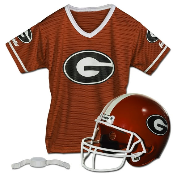 Franklin Sports Georgia Bulldogs Kids College Football Uniform Set - NCAA Youth Football Helmet + Jersey Costume Set - Helmet, Jersey + Chin Strap Included - Youth Medium