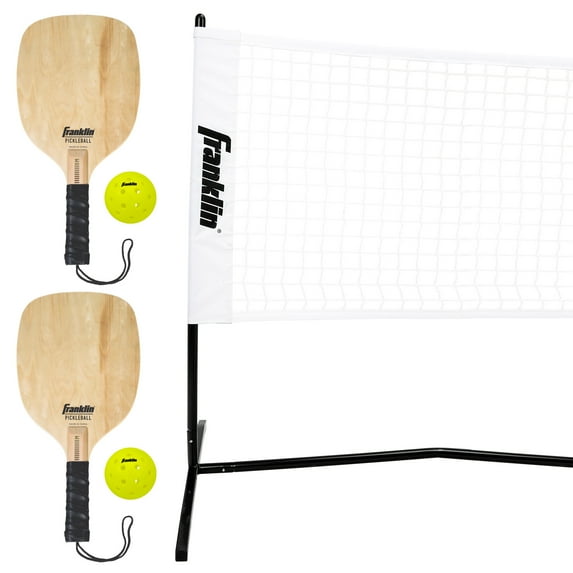 Franklin Sports Half Court Size Pickleball Net by Franklin Pickleball - Includes 10ft Net, (2) Paddles, and (2) X-40 USA Pickleball Approved Pickleballs