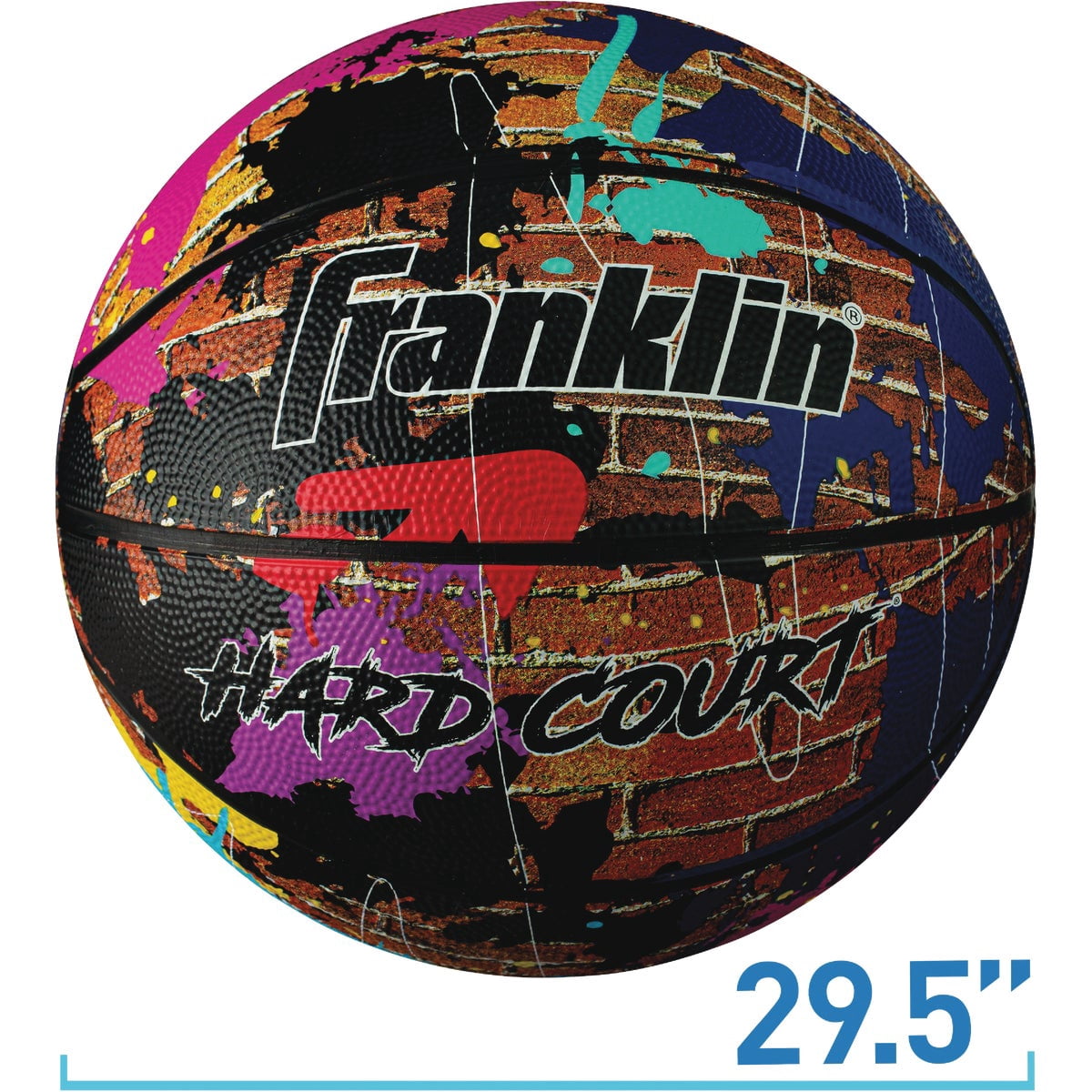 Franklin Sports Hard Court Basketball - Official Size Basketball - Indoor + Outdoor Street Ball - 29.5" Rubber Construction - Air Pump Included