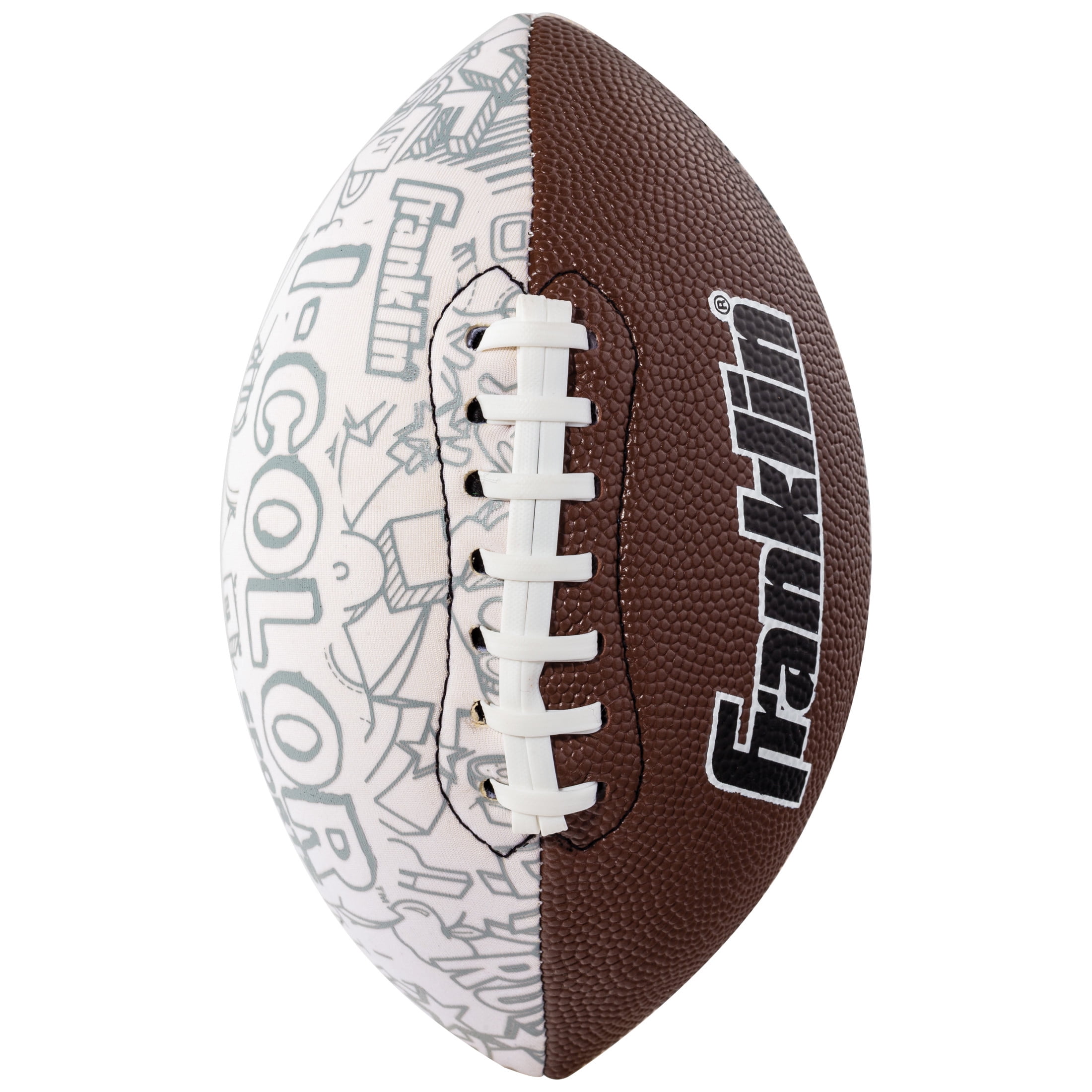 Franklin Sports I-Color Football with 10 Color Marking Pens, White/Brown, 0.35 lbs