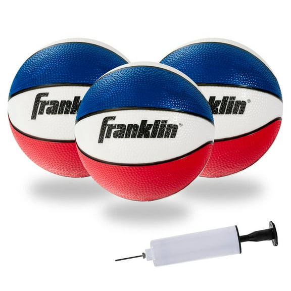 Franklin Sports Indoor Mini Basketballs - 3 Pack - Slam Dunk Approved - Indoor Game Room Replacement Basketballs - Inflation Pump Included
