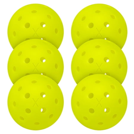 Franklin Sports Indoor Outdoor Pickleballs - X40 Pickleballs - 6 Pack - Regulation - Optic Yellow