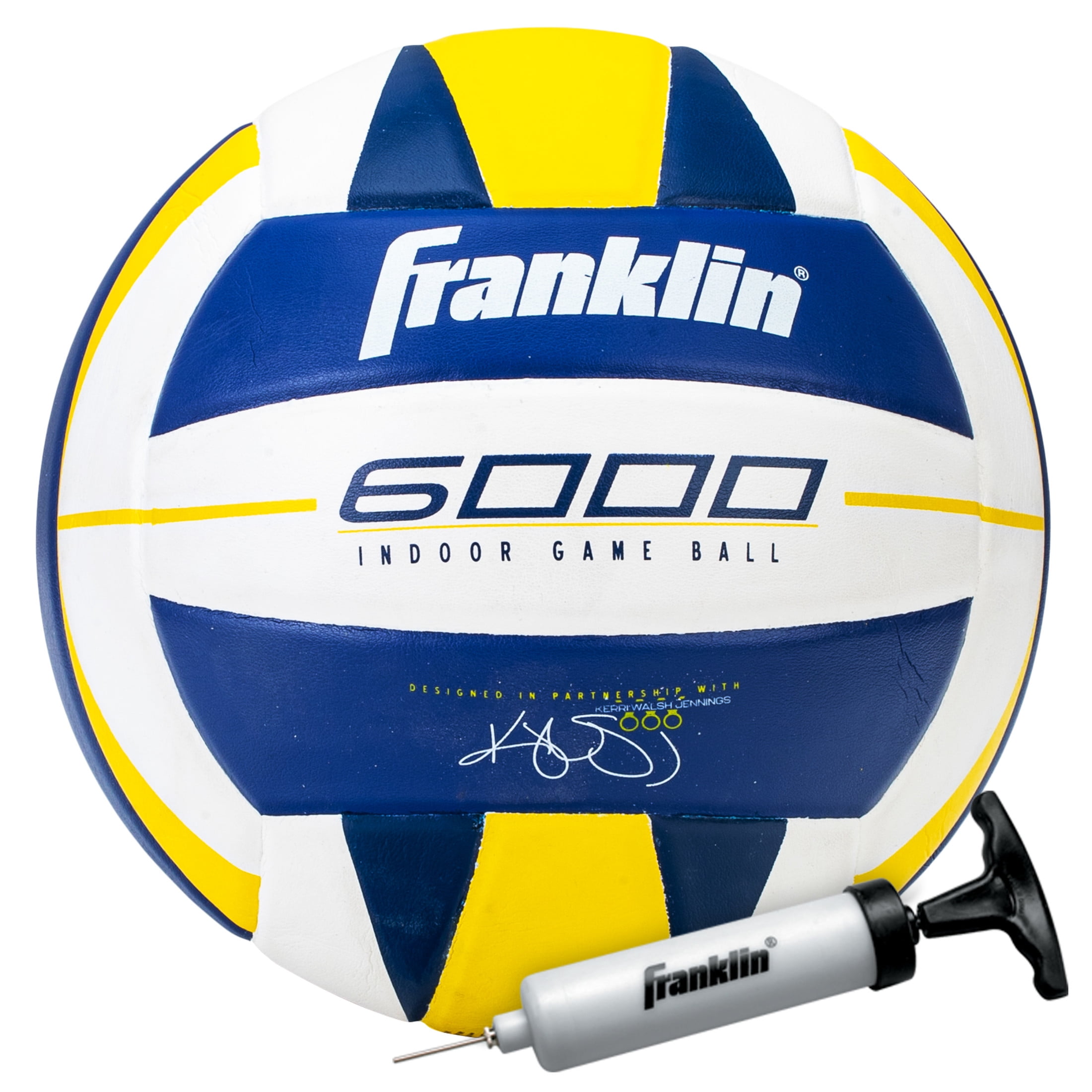 Franklin Sports Indoor Training Volleyball - Premium 6000 Official Size  - Competition - Ball + Pump