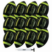 Franklin Sports Junior Footballs - Extra Grip 1000 - Black/Lime - 12 Deflated Balls w/ Pump