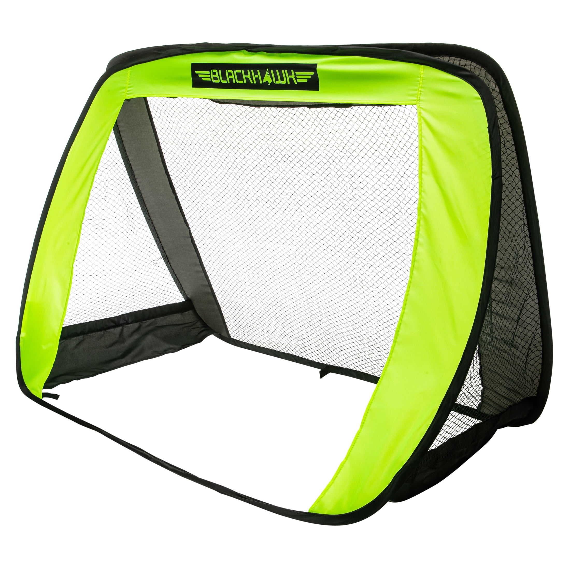 Franklin Sports Blackhawk Junior Pop Up Soccer Goal - Mini Folding Backyard Soccer Goal Net - Portable Indoor + Outdoor Training Equipment for Adults + Kids - 51" x 38" - Optic Yellow