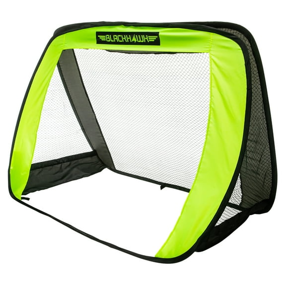 Franklin Sports Blackhawk Junior Pop Up Soccer Goal - Mini Folding Backyard Soccer Goal Net - Portable Indoor + Outdoor Training Equipment for Adults + Kids - 51" x 38" - Optic Yellow