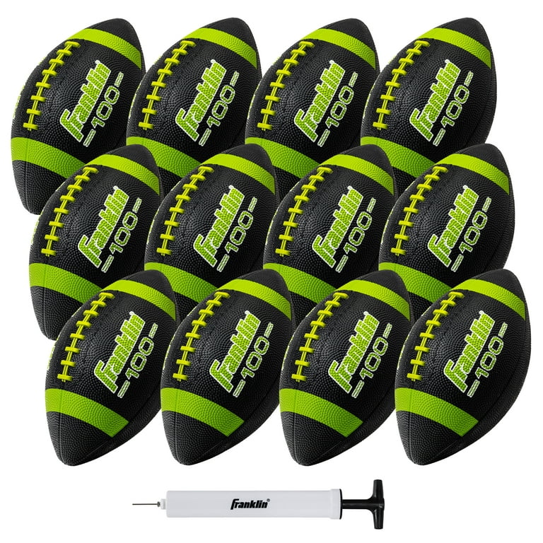 Franklin Sports Junior Size Rubber Football - 12 Pack Deflated with Pump
