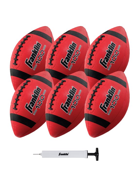 Junior Size Rubber Football 6 pack Deflated with Pump