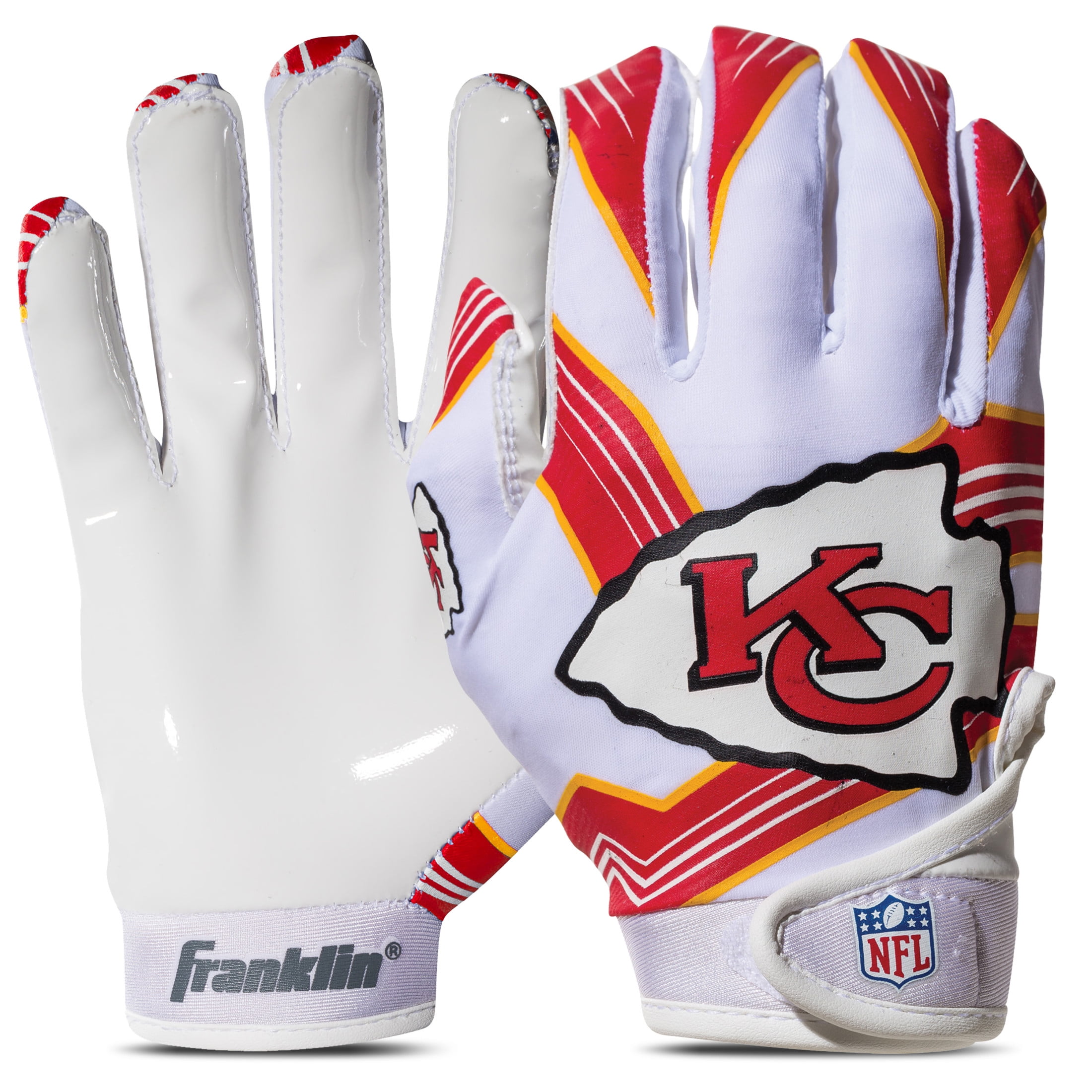 Franklin Sports Kansas City Chiefs Youth NFL Football Receiver Gloves - Official NFL Team Logos - Kids Football Gear + Accessories - Youth XS/S Pair
