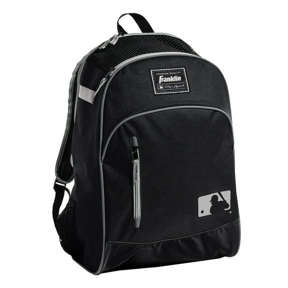 Franklin Sports Kids Baseball Bag - Youth Tball + Baseball Backpack - Boys + Girls Bat Pack - Youth Bat + Equipment Bag - Black/Gray