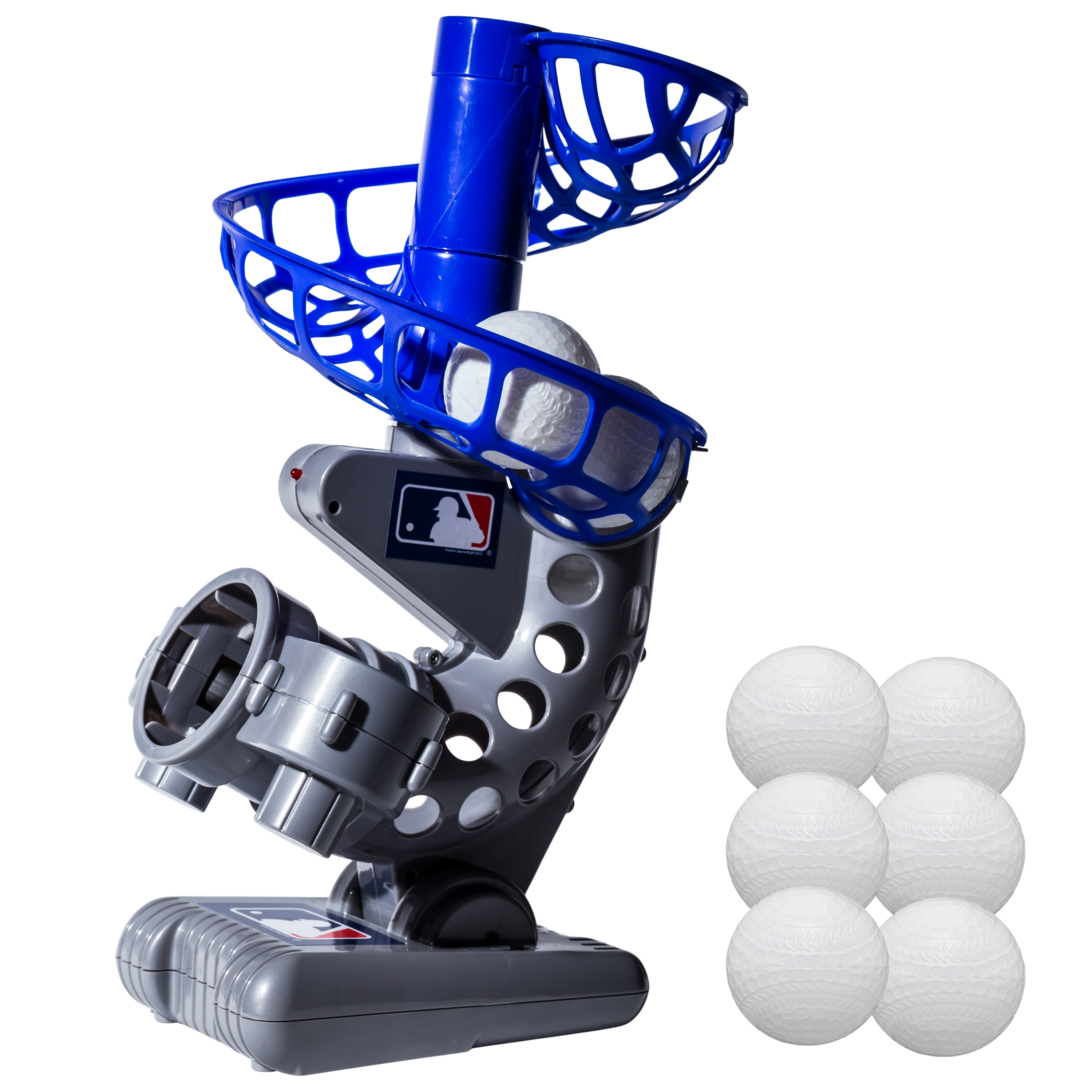 Franklin Sports Kids Baseball Pitching Machine Height Adjustable – 6 Plastic Balls - Grey/Blue - image 1 of 10