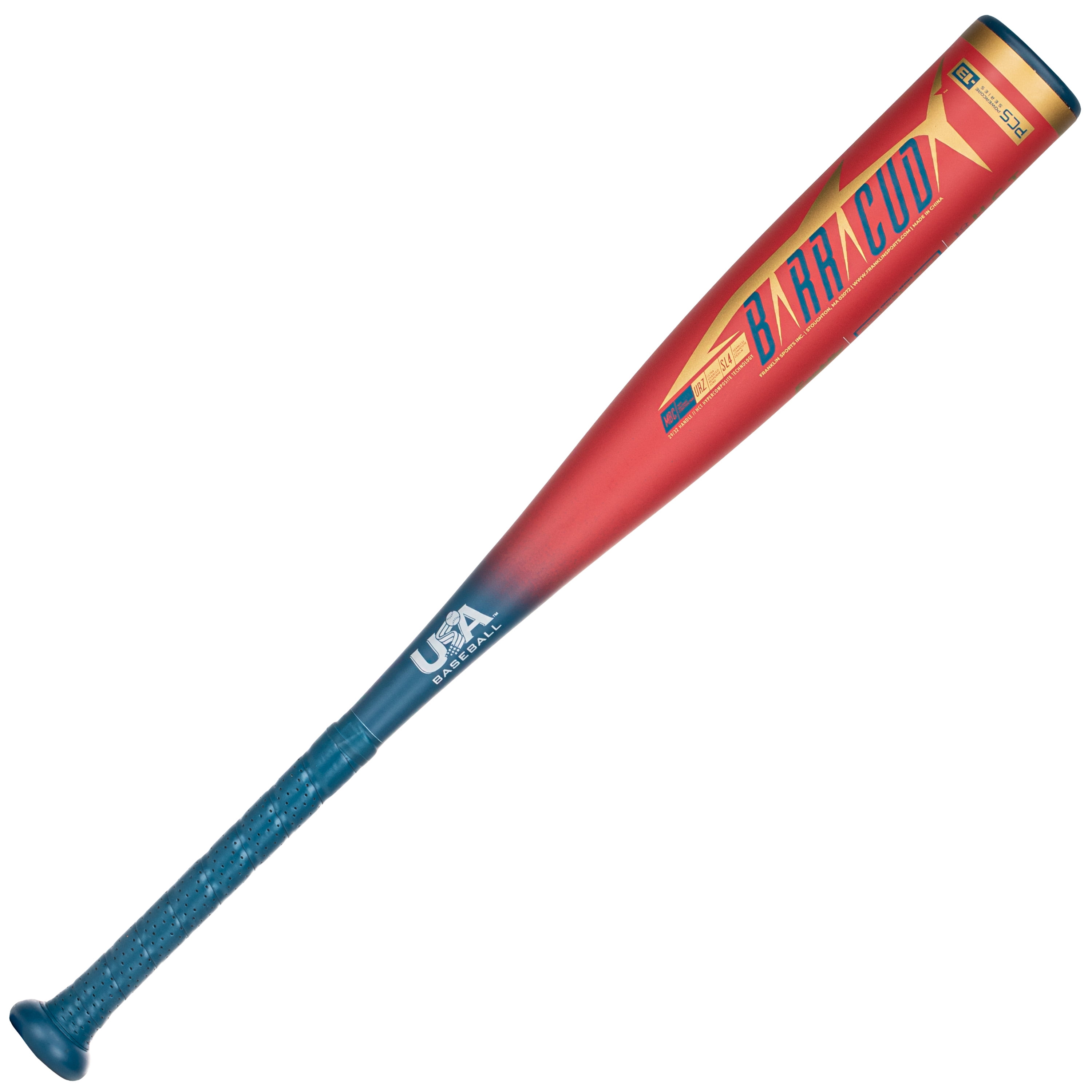 Franklin Sports Kids Baseball + Teeball Bat - Barracuda Big Barrel Youth Tball Bat - USA Baseball Approved - Boys + Girls Metal Composite Bat - 26