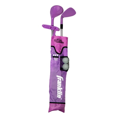 Franklin Sports Kids Golf Set - Youth Adjustable Plastic Golf Club Set - Kids Plastic Golf Set with Bag and Balls - Adjustable Length Clubs for Toddlers - Pink