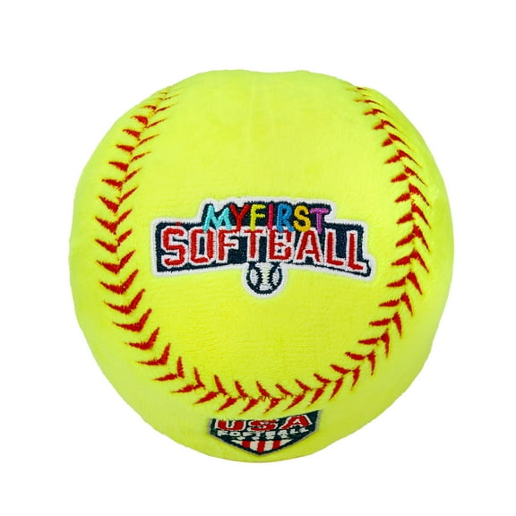 Franklin Sports Kids Soft Plush Softball - USASB MyFirst Stuffed Softball Plush for Kids - Fun Room Decoration - 4"