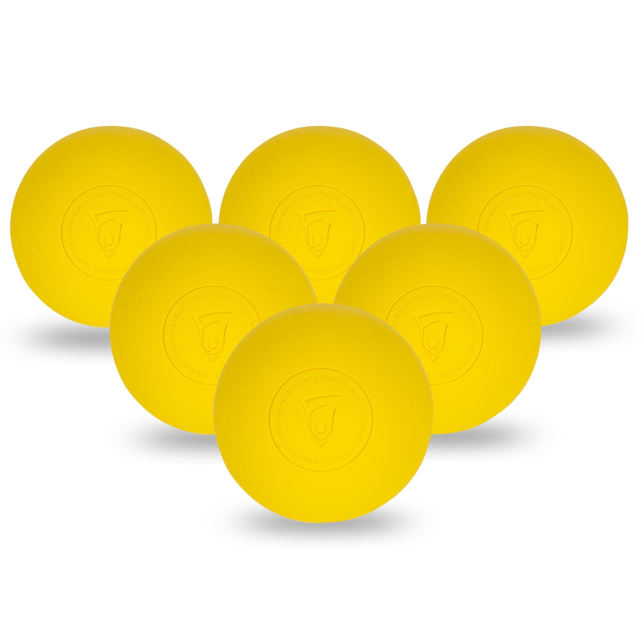 Franklin Sports Lacrosse Balls - Official Size Lax Balls for Practice - Rubber 63mm Outdoor Lacrosse Balls - Great for Muscle Massage Therapy + Yoga - Yellow 6 Pack